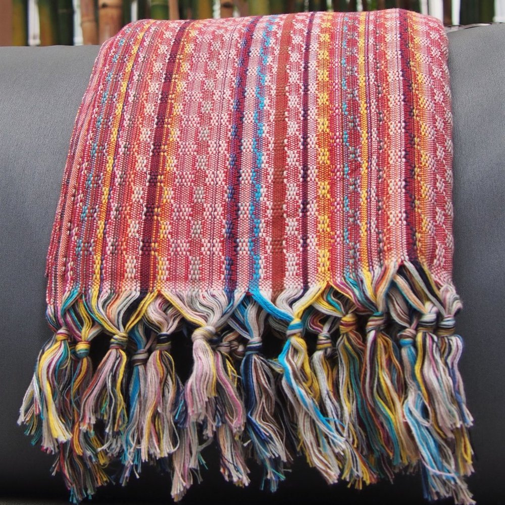 Sand Free Bohemian Red Turkish Towel - 100% Cotton Boho Towels - Picture 9 of 12